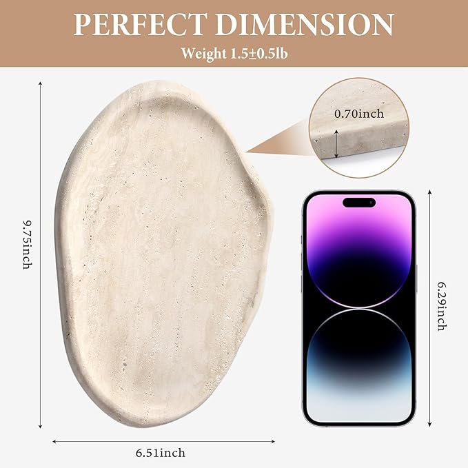 Luxurious Natural Marble Vanity Tray, Cloud Shape Serving Stone Key Tray - Image 3