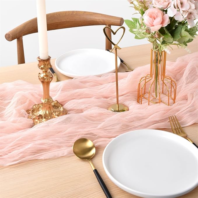 Peach Cheesecloth Table Runner Cheese Cloth Wedding Birthday Party Decor | 10Ft - Image 3