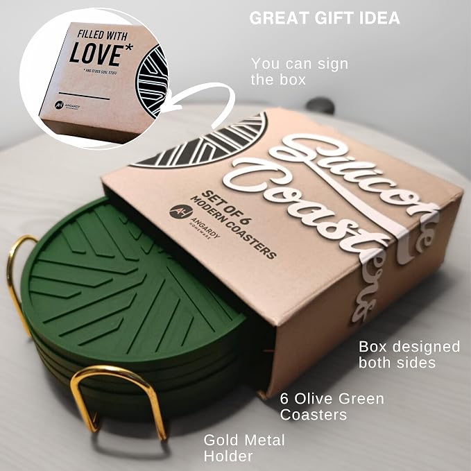 Silicone Drink Coasters, with Groove Patterns and Gold Holder - Image 4