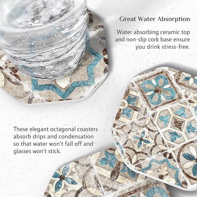 UMIRRO Absorbent Ceramic Stone Coasters Set of 6 - Image 3