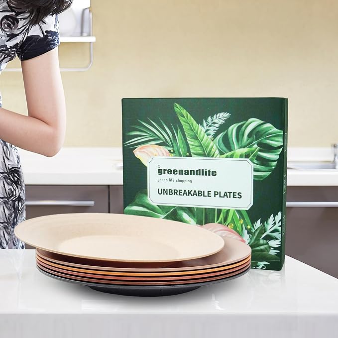 10inch/6pcs Dishwasher & Microwave Safe Wheat Straw Plates, Alternative - Image 6