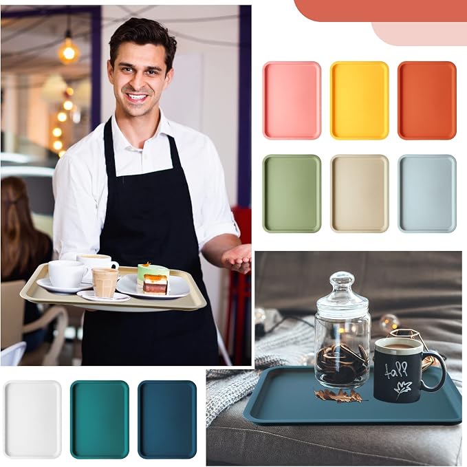 Gerrii 18 Pcs Plastic Fast Food Trays Bulk Restaurant Serving Cafeteria Tray - Image 5