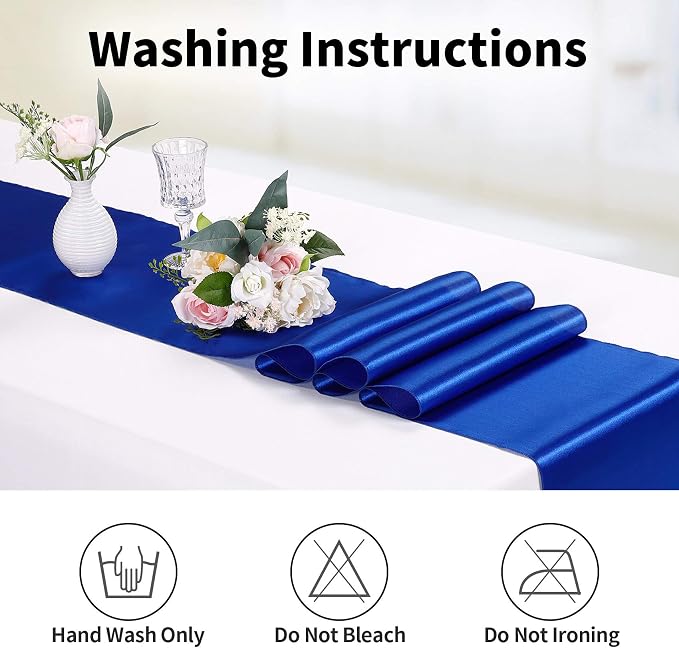 15-Pack Satin Table Runner Royal Blue 12 x 108 inches Long, Table Runners - Image 3