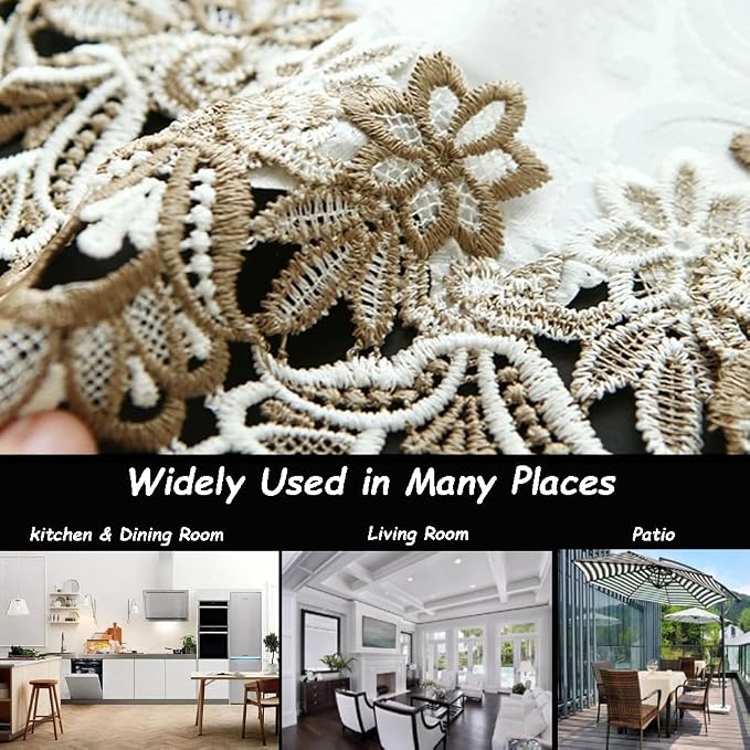 Sandweek Washable Tablecloth Stain Resistant Lace Lunchmats Place Mats Table - Image 5
