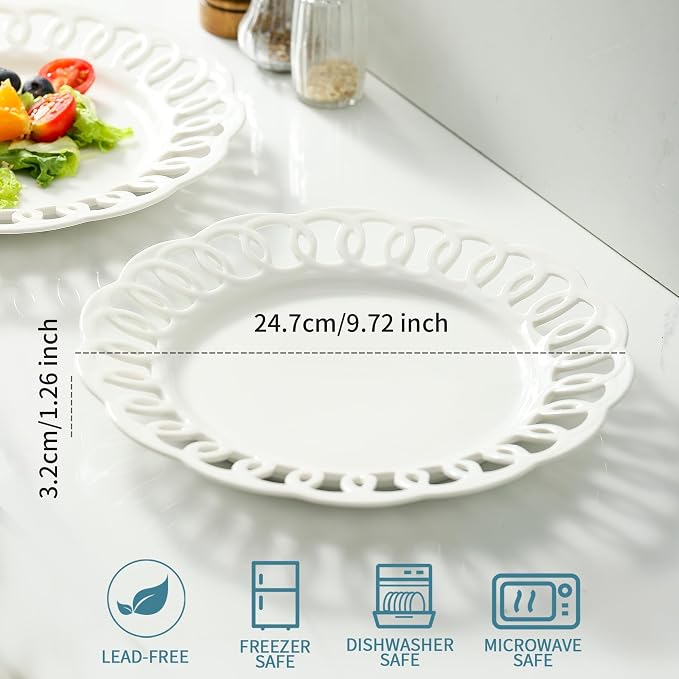 4 Pack 10" Dinner Serving Plates - Image 4