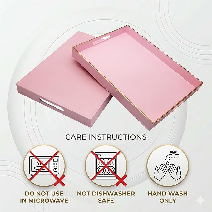 15.8x11.8 Pink Plastic Serving Tray - Image 9