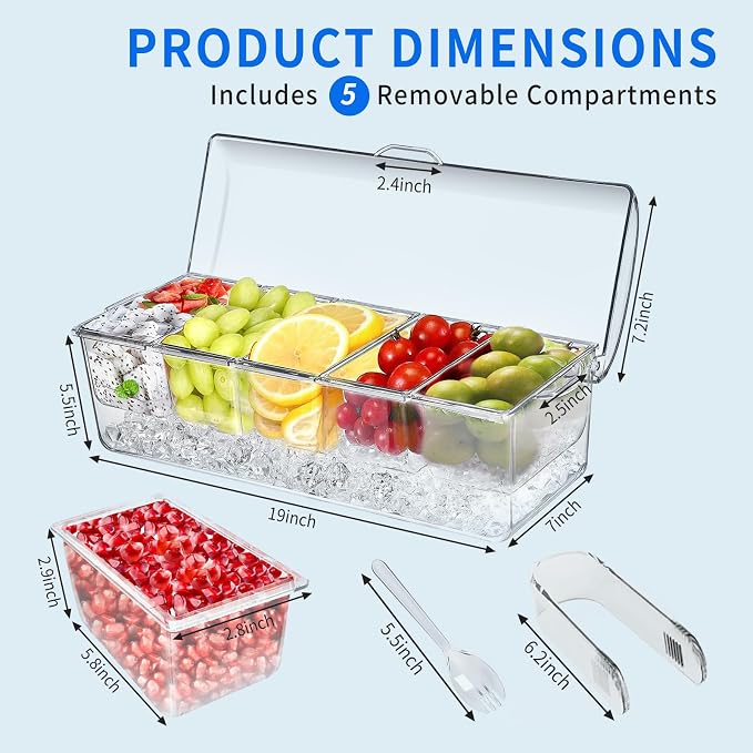 2 Pack Large Ice Chilled Condiment Caddy, Condiment Containers - Image 2