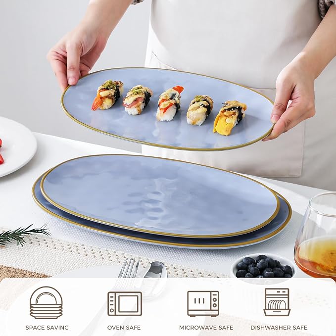 Ceramic Oval Serving Platter: 15.6/14.3/12.9 Inch Large Serving Dishes - Image 4