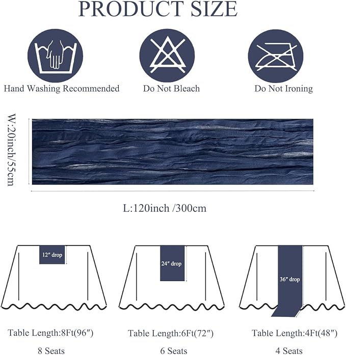 12Pack Navy Blue Cheesecloth Table Runner 20x120inch Gauze Table Runner | Boho - Image 4