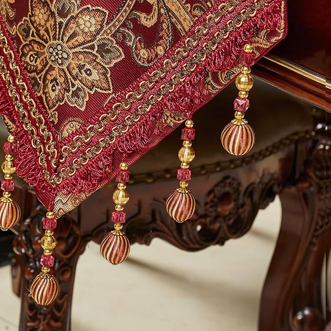 Luxury Vintage Table Runner 120 inches Long Embroidery Jacquard Fabric - Image 5