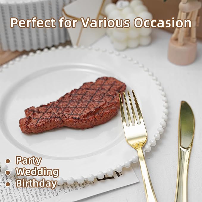 72 Pcs Party Plates Dinner Plate, 10 Inch White Plastic Plate Disposable | - Image 3