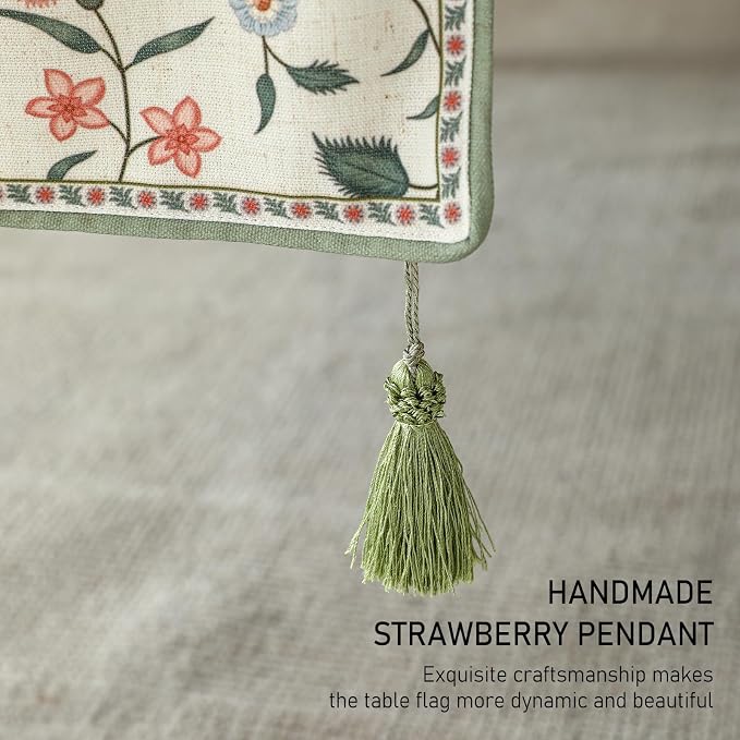 Designer Vintage Linen Long Table Runner, Floral Pattern, Dining Table - Image 6