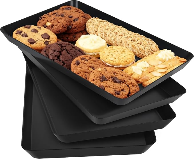 DCA 4 Pack Black Serving Trays for Entertaining, BBQ & Parties | Grilling by DCA
