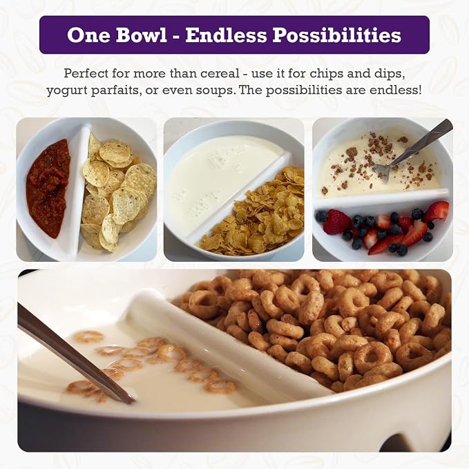 2 Pack - Just Crunch Anti-Soggy Cereal Bowl - Keeps Cereal Fresh & Crunchy | - Image 6