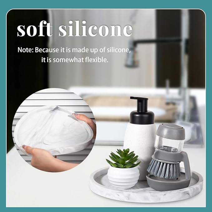 Silicone Bathroom Tray Coffee Table Decor Perfume Organizer, Waterproof - Image 3