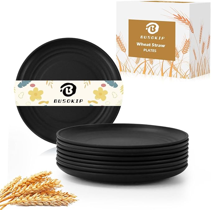 5.7 Inch Dessert Plates Set of 8, Unbreakable Wheat Straw Plate Appetizer Plates by BUSOKIP