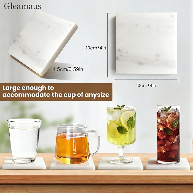 Natural Marble Coasters, Square Costers, Luxury Aesthetic Modern Decor - Image 4