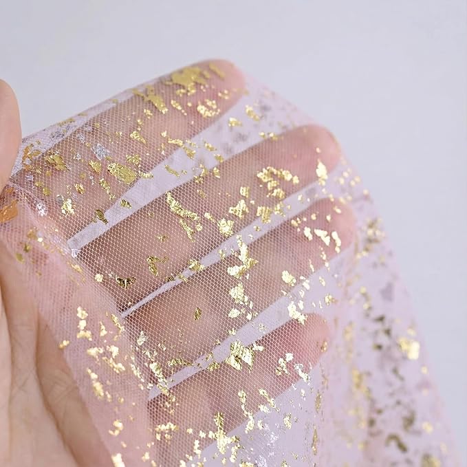 Artoid Mode Gold Gauze Pink Table Runner 120 Inch 10FT, Glitter Metallic Foil - Image 6