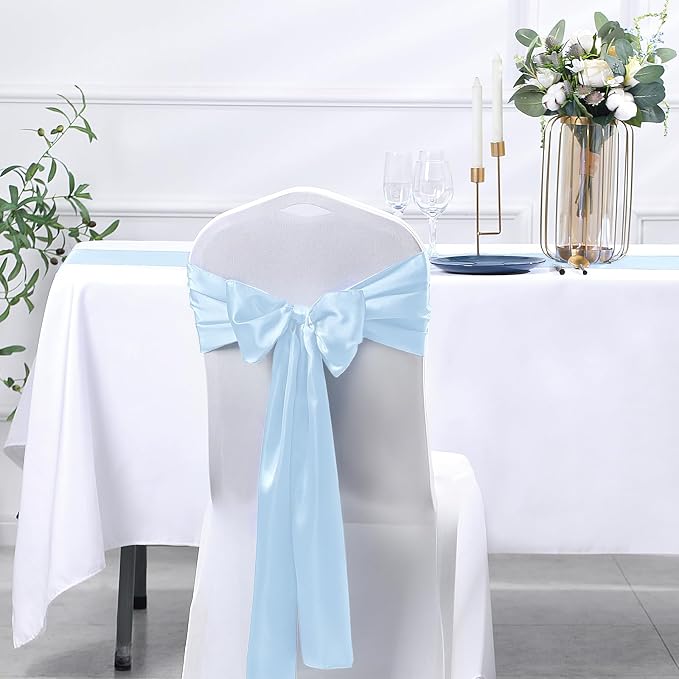 SiinvdaBZX 12 Pcs Light Blue Satin Table Runner 12 x 108 inches Long | Bright - Image 5