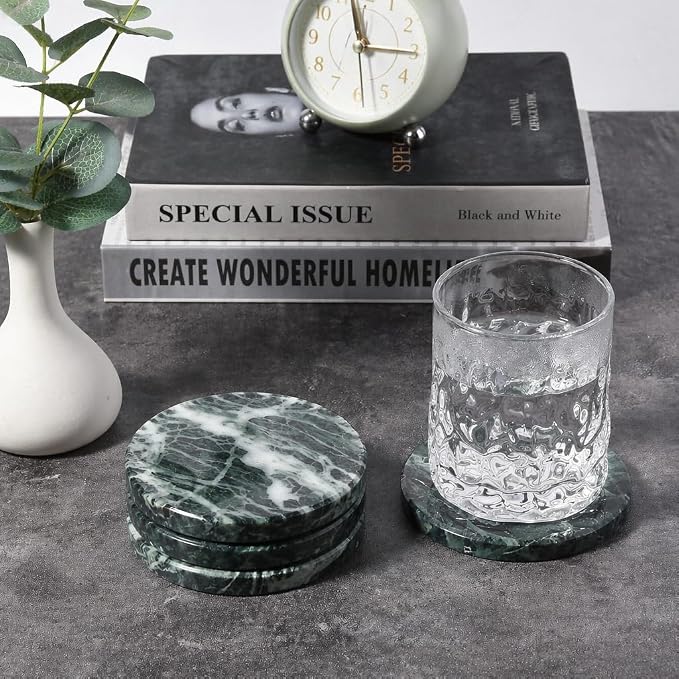 Marble Coasters, Round Modern Coaster Set of 4 - Image 5