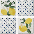Thirstystone Sorrento Lemons 4 Pack Assorted Tumbled Tile Stone Coasters | 4" by CounterArt