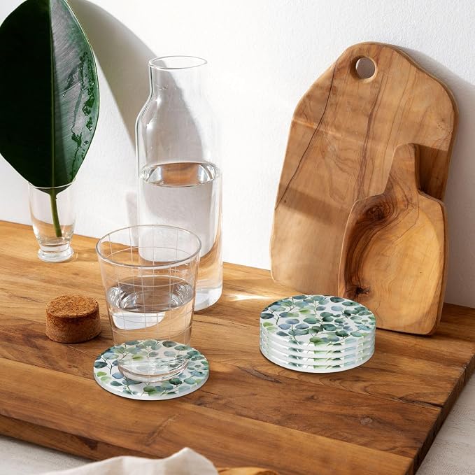 Green Eucalyptus Leaves Coasters - Image 6