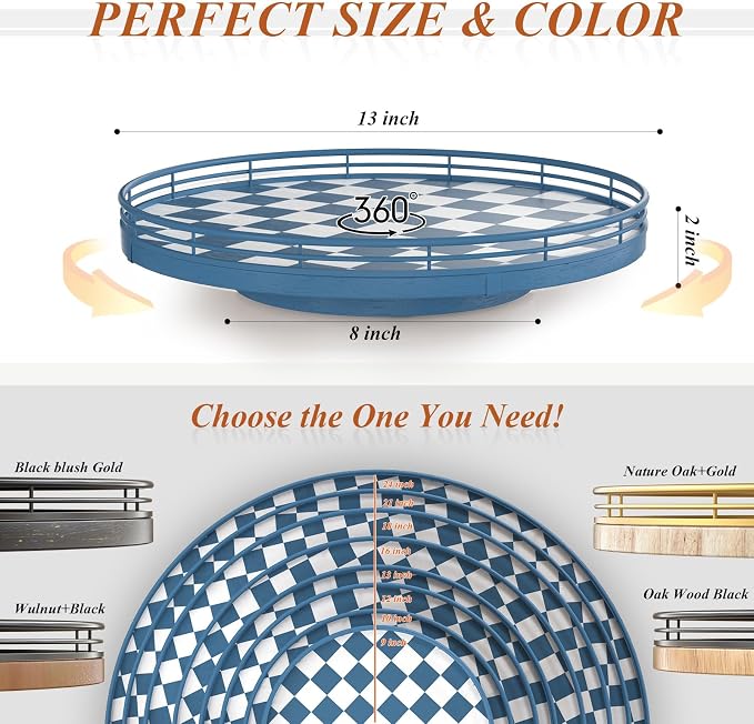Blue and White Checkerboard Lazy Susan - Image 6
