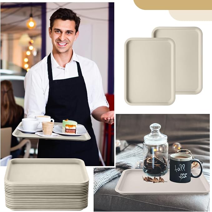 Gerrii 18 Pcs Plastic Fast Food Trays Bulk Restaurant Serving Cafeteria Tray - Image 6