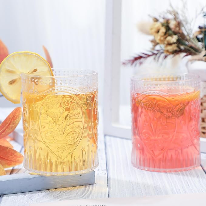 Qinyoung 48 Plastic Vintage Drinking Glasses 8.5oz Stemless Retro Embossed Wine - Image 4