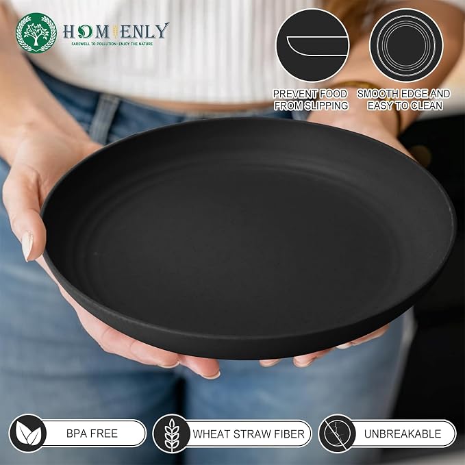 Premium Wheat Straw Dinner Plates, Reusable 8 PCS Unbreakable Plates 10 inch - Image 4