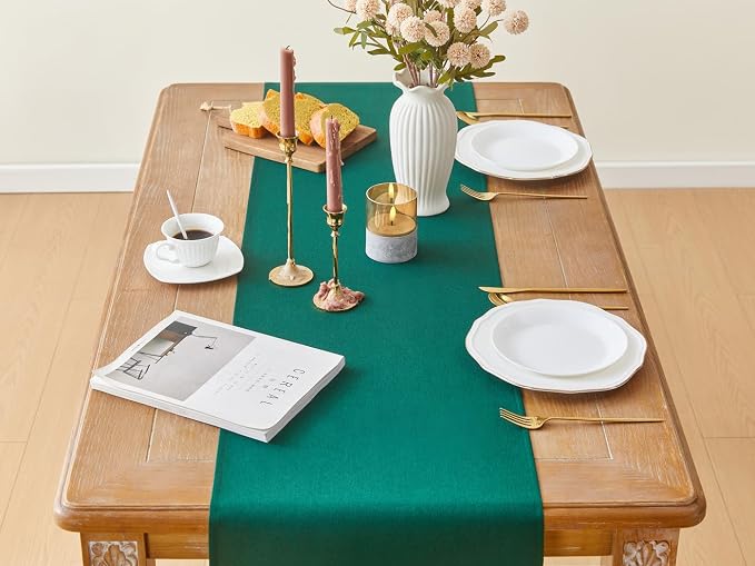 YATOJUZI Green Table Runner Winter Kitchen Dining Coffee Table Decorations - Image 4
