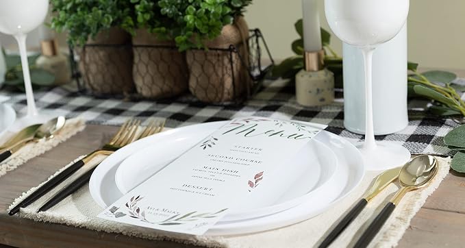 White Plastic Party Plates Edge Collection Premium heavyweight Elegant - Image 7