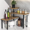 JayRex Kitchen Countertop Organizer 3-Tier Corner Shelf, Rustic Brown | by JayRex