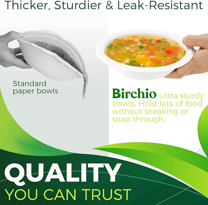 Paper Bowls 16 oz, Heavy Duty Disposable Bowls Perfect - Image 3