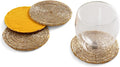 Handmade Beaded Coasters, Glass Bead Coasters in Gold, Coffee Table Décor by TrunkinUSA