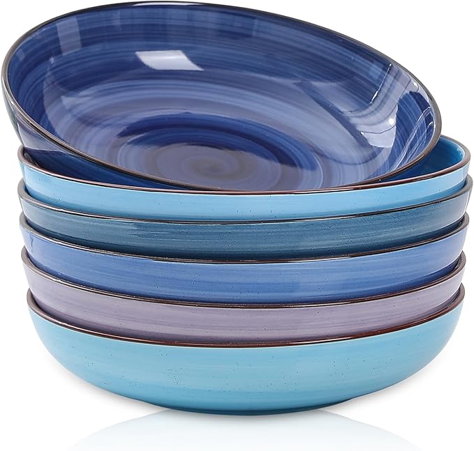 Selamica Ceramic Pasta Bowls Set 34 OZ, Large Salad Bowl 8.6 Inch Deep Plates by Selamica