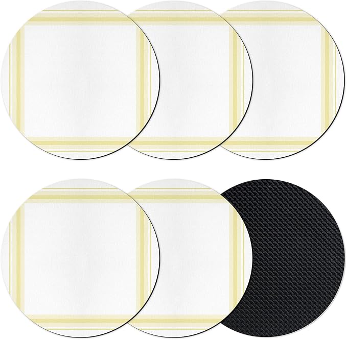 Yellow Grid Coasters Set of 6 Absorbent Coasters by Unknown