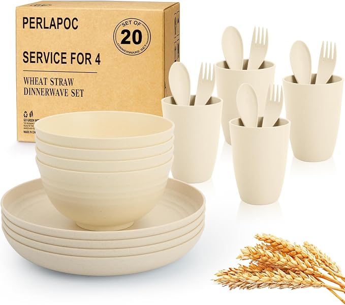 Kitchen Wheat Straw Dinnerware Sets by Perlapoc