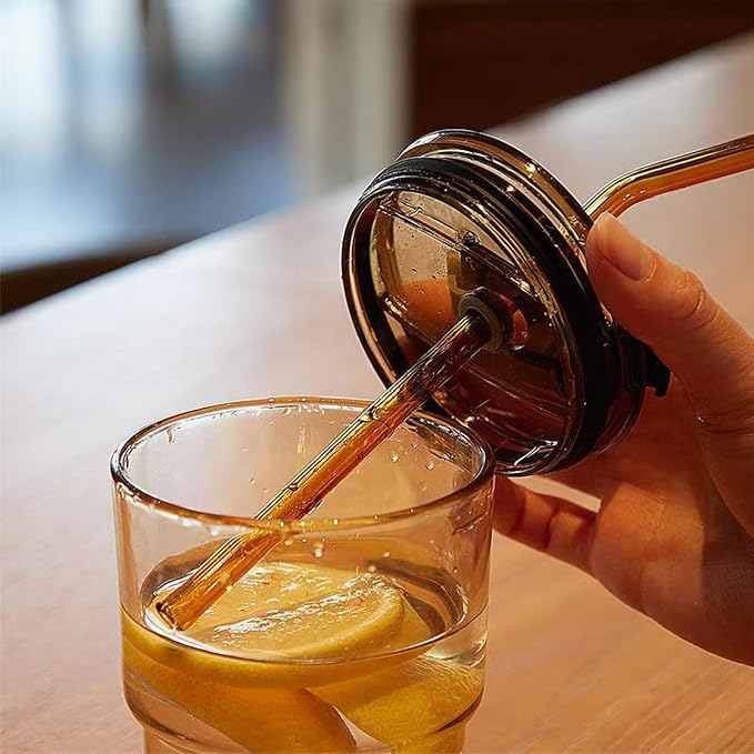 13oz Glass Tumbler with Straw and Leak-Proof Lid, Reusable Iced Coffee Cup - Image 7