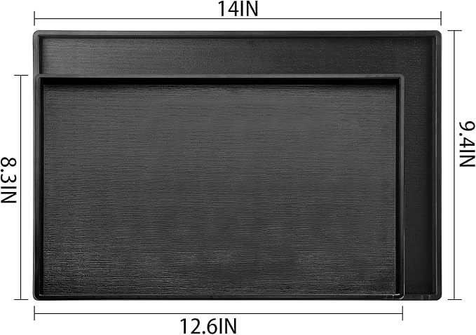 Cedilis 2 Pack Black Rectangular Serving Trays, Non-Slip Plastic Coffee Table - Image 2