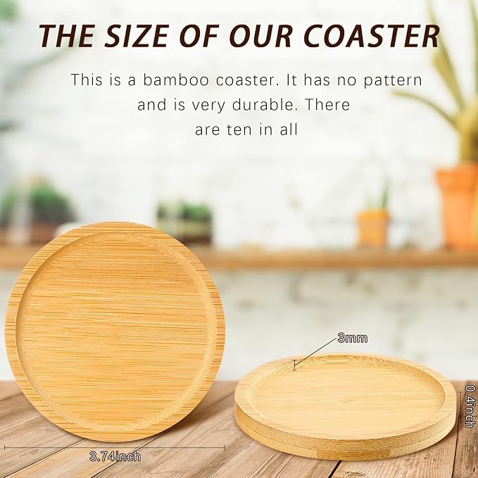 Patelai 20 Pcs Round Bamboo Coasters - Image 2