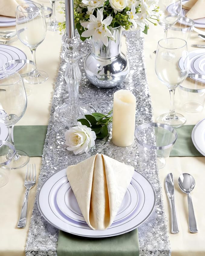 GATHER 700PCS Silver Plastic Plates 100 Guest - Image 5