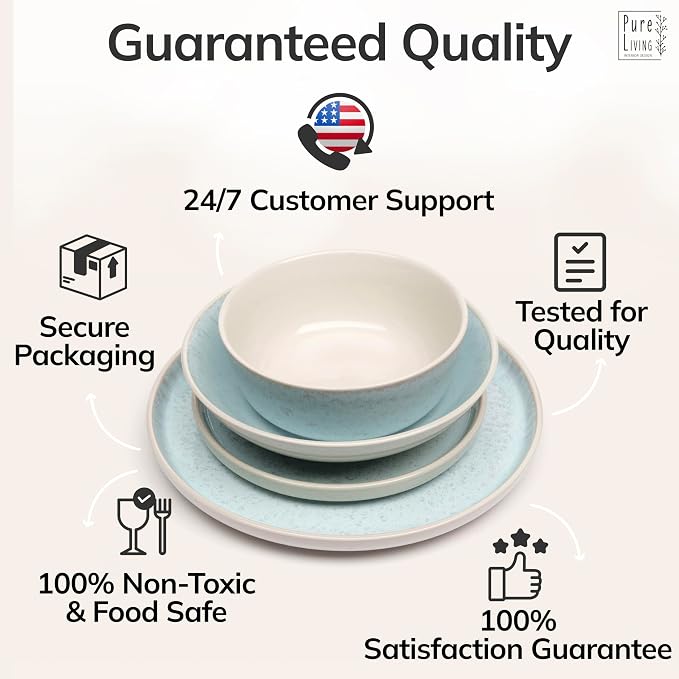 Stoneware dinnerware set 4 persons 16 pcs – Modern style plates and bowls set - Image 8