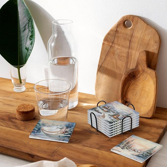 Coasters Set of 6, Coasters for Drinks Absorbent Stone - Image 9