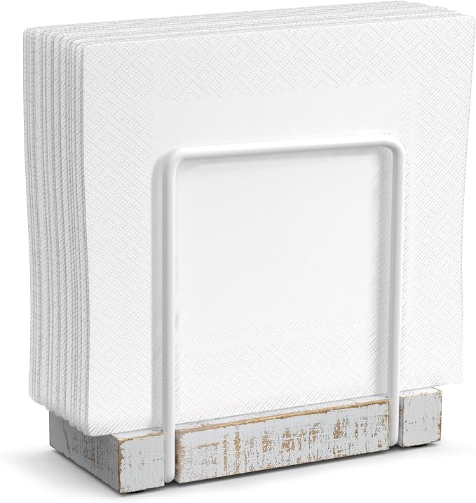 Wican Napkin Holder for Table, Wood Iron Standing Napkin Dispenser | Dining by Wican