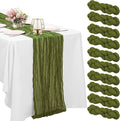 10 Pack Olive Green Cheesecloth Table Runner 6FT Boho Gauze Fabric Table Runner by HAISIWLKJ