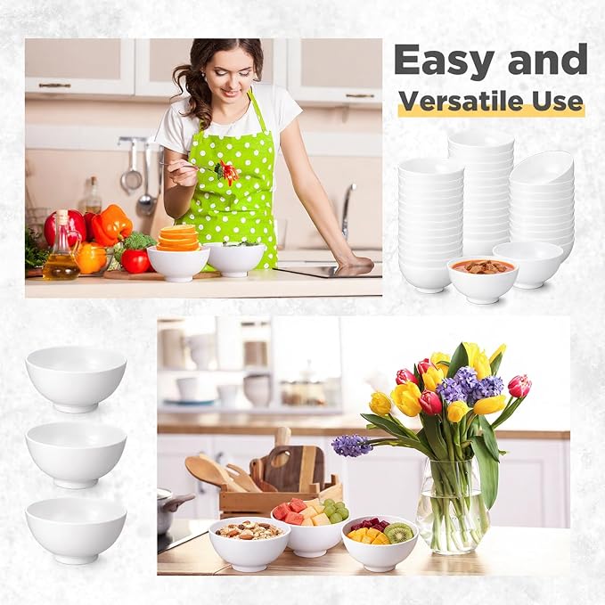 Tioncy 50 Pcs Bowls Set Unbreakable Dessert Soup Salad Bowls - Image 3