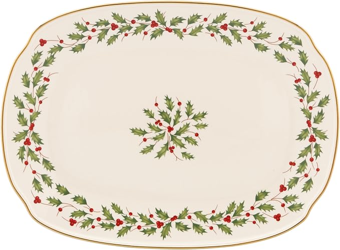 Lenox Holiday Porcelain Oblong Christmas Serving Platter | dishwasher safe | by Lenox