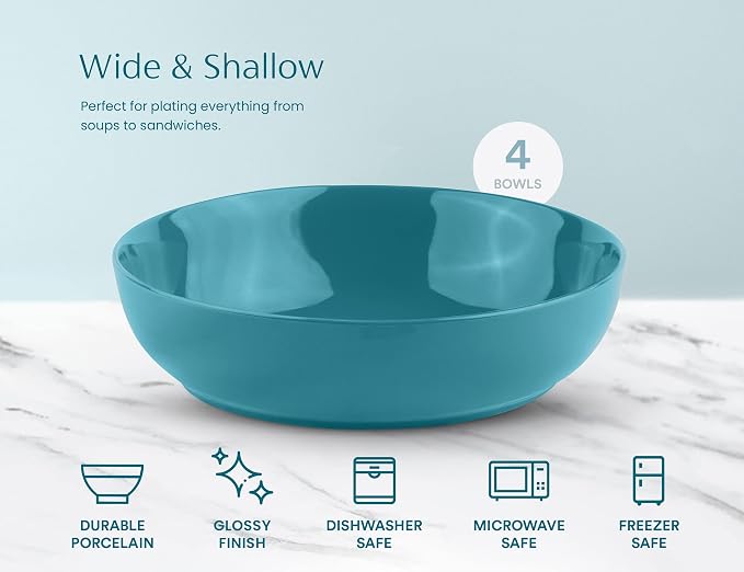 KooK Pasta Bowl, Salad Bowls, Serving Bowls, Large Capacity, Microwave & - Image 4