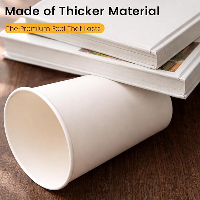 12 oz Paper Coffee Cups, 300 Pack Bulk Disposable White Paper Cups - Image 4
